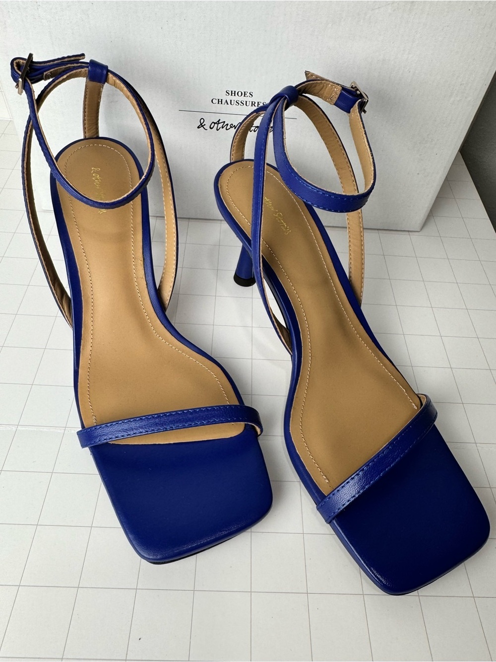 & Other Stories Cobalt Blue Ankle-Strap Heeled Sandals